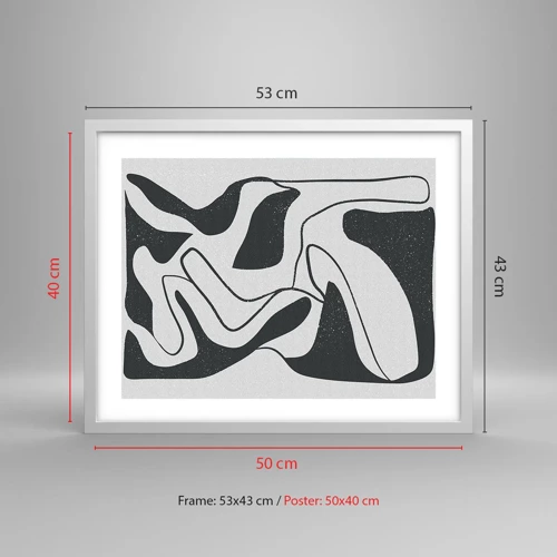 Poster in einem weißen Rahmen - Abstraktes Spiel im Labyrinth - 50x40 cm