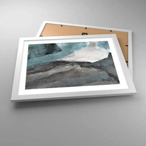 Poster in einem weißen Rahmen - Abstraktion: Felsen und Eis - 40x30 cm