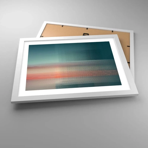 Poster in einem weißen Rahmen - Abstraktion: Lichtwellen - 40x30 cm
