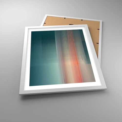 Poster in einem weißen Rahmen - Abstraktion: Lichtwellen - 40x50 cm