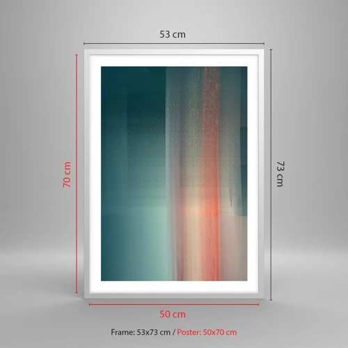 Poster in einem weißen Rahmen - Abstraktion: Lichtwellen - 50x70 cm