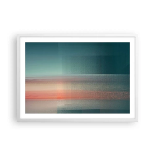 Poster in einem weißen Rahmen - Abstraktion: Lichtwellen - 70x50 cm