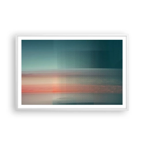 Poster in einem weißen Rahmen - Abstraktion: Lichtwellen - 91x61 cm