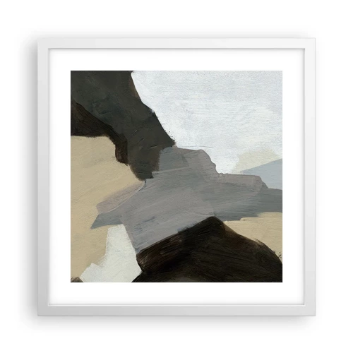 Poster in einem weißen Rahmen - Abstraktion: Scheideweg des Graus - 40x40 cm