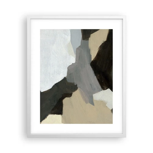 Poster in einem weißen Rahmen - Abstraktion: Scheideweg des Graus - 40x50 cm
