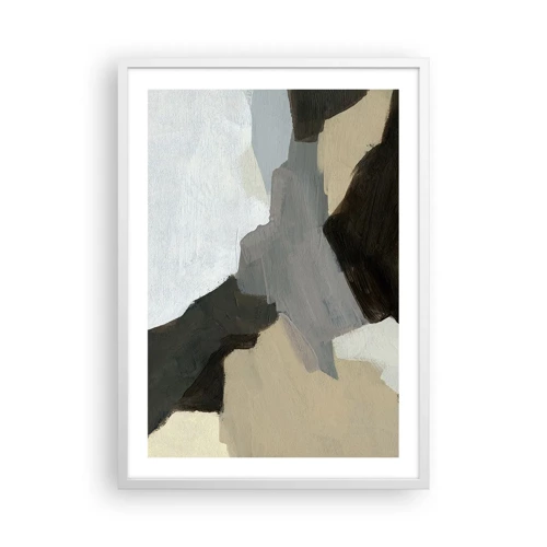 Poster in einem weißen Rahmen - Abstraktion: Scheideweg des Graus - 50x70 cm