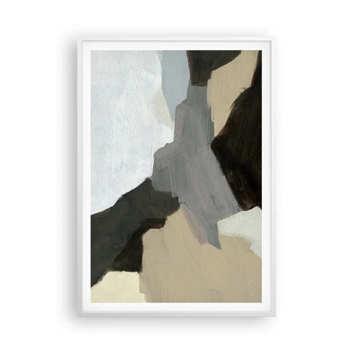 Poster in einem weißen Rahmen - Abstraktion: Scheideweg des Graus - 70x100 cm