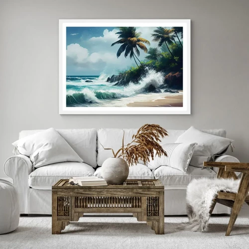 Poster in einem weißen Rahmen - Am tropischen Ufer - 100x70 cm