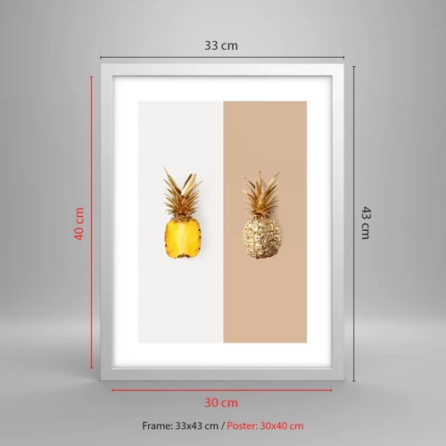 Poster in einem weißen Rahmen - Ananas für uns - 30x40 cm