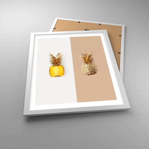 Poster in einem weißen Rahmen - Ananas für uns - 40x50 cm