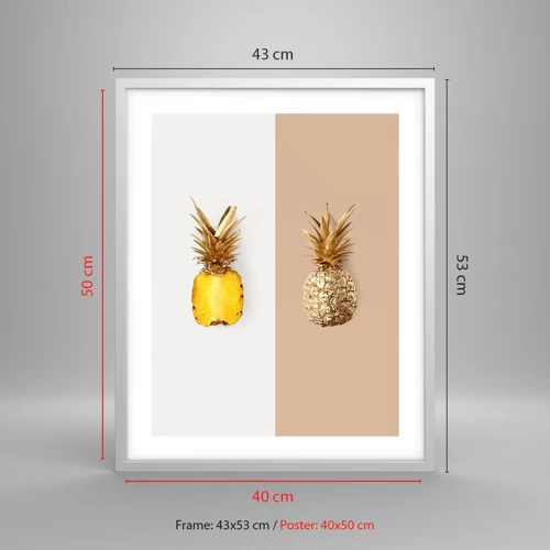 Poster in einem weißen Rahmen - Ananas für uns - 40x50 cm