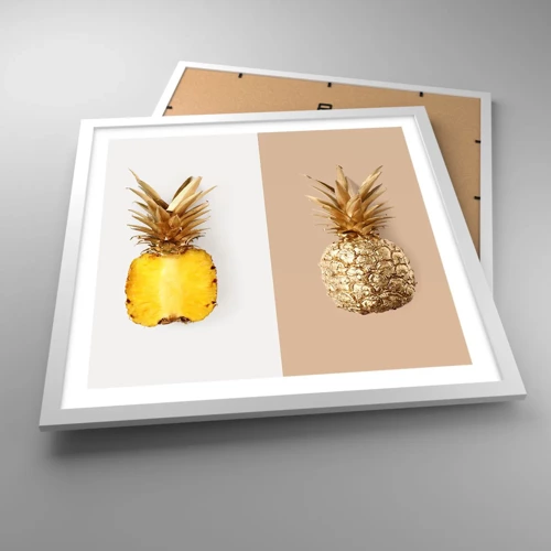 Poster in einem weißen Rahmen - Ananas für uns - 50x50 cm