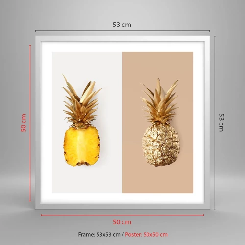 Poster in einem weißen Rahmen - Ananas für uns - 50x50 cm