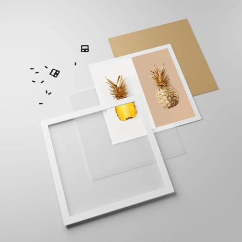 Poster in einem weißen Rahmen - Ananas für uns - 50x50 cm