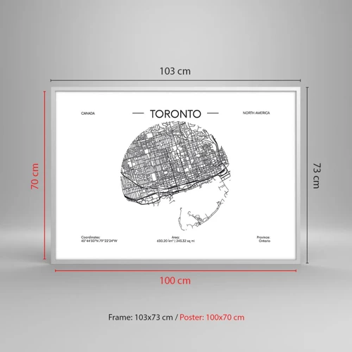 Poster in einem weißen Rahmen - Anatomie von Toronto - 100x70 cm