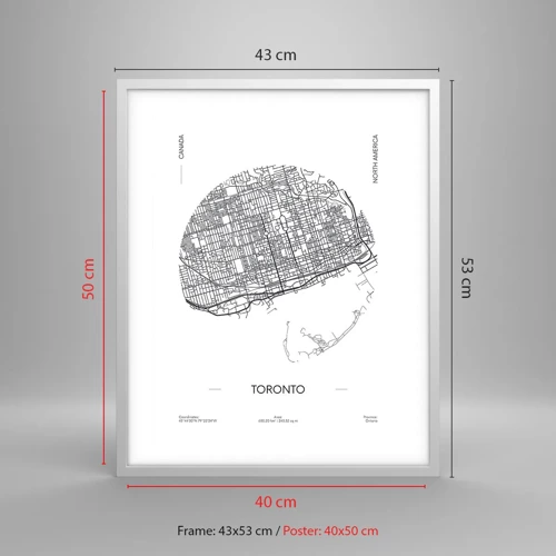 Poster in einem weißen Rahmen - Anatomie von Toronto - 40x50 cm