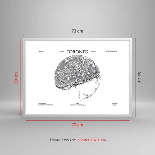 Poster in einem weißen Rahmen - Anatomie von Toronto - 70x50 cm