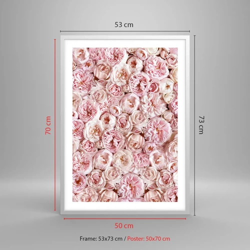 Poster in einem weißen Rahmen - Auf Rosen gebettet - 50x70 cm