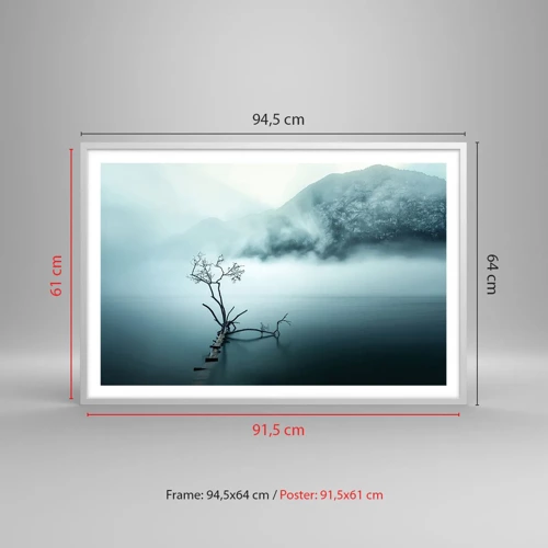Poster in einem weißen Rahmen - Aus Wasser und Nebel - 91x61 cm