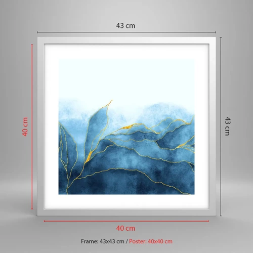 Poster in einem weißen Rahmen - Blau im Gold - 40x40 cm