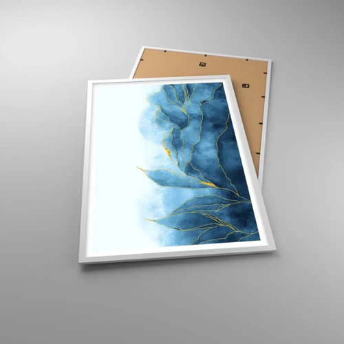 Poster in einem weißen Rahmen - Blau im Gold - 61x91 cm