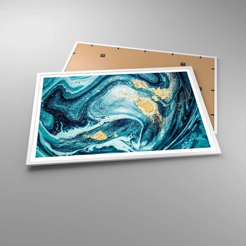 Poster in einem weißen Rahmen - Blauer Wirbel - 100x70 cm