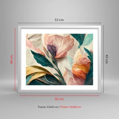 Poster in einem weißen Rahmen - Blumen der südlichen Inseln - 50x40 cm
