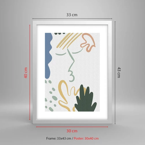 Poster in einem weißen Rahmen - Blumenkuss - 30x40 cm