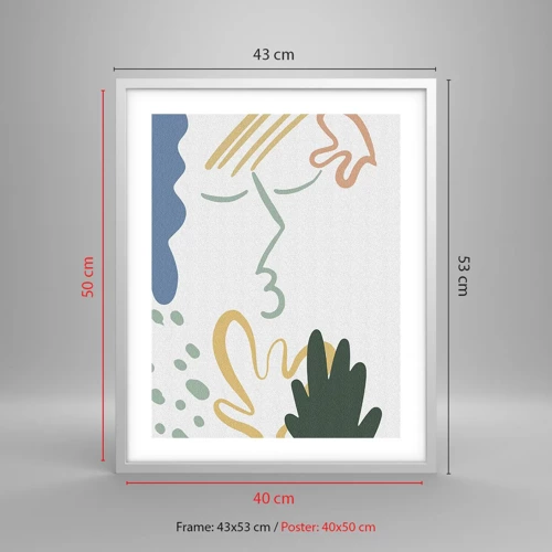 Poster in einem weißen Rahmen - Blumenkuss - 40x50 cm