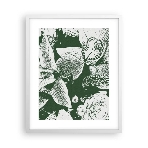 Poster in einem weißen Rahmen - Blumenstrauß – die Welt des Grüns - 40x50 cm