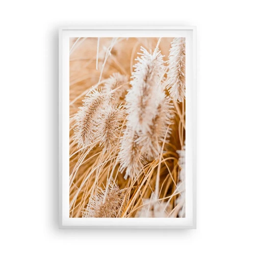 Poster in einem weißen Rahmen - Das goldene Rauschen des Grases - 61x91 cm
