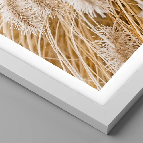 Poster in einem weißen Rahmen - Das goldene Rauschen des Grases - 70x100 cm