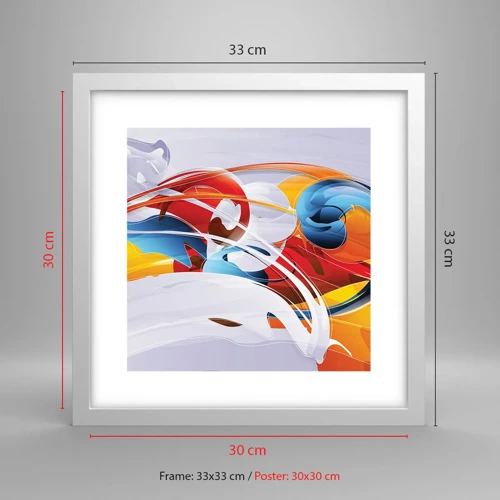 Poster in einem weißen Rahmen - Der Tanz der Elemente - 30x30 cm