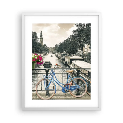 Poster in einem weißen Rahmen - Die Farben der Amsterdamer Straße - 40x50 cm