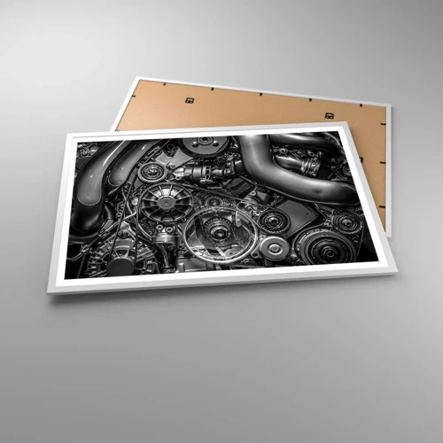 Poster in einem weißen Rahmen - Die Poesie der Mechanik - 91x61 cm