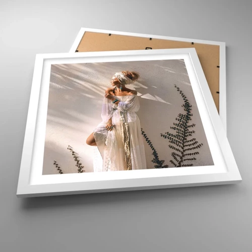 Poster in einem weißen Rahmen - Die Sonne und das Mädchen - 40x40 cm