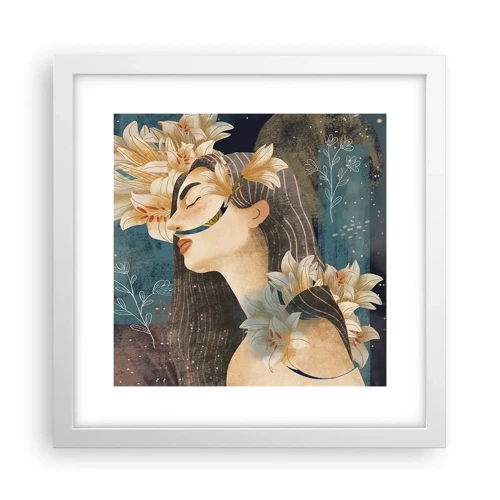 Poster in einem weißen Rahmen - Ein Märchen über eine Prinzessin mit Lilien - 30x30 cm