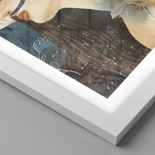 Poster in einem weißen Rahmen - Ein Märchen über eine Prinzessin mit Lilien - 40x50 cm