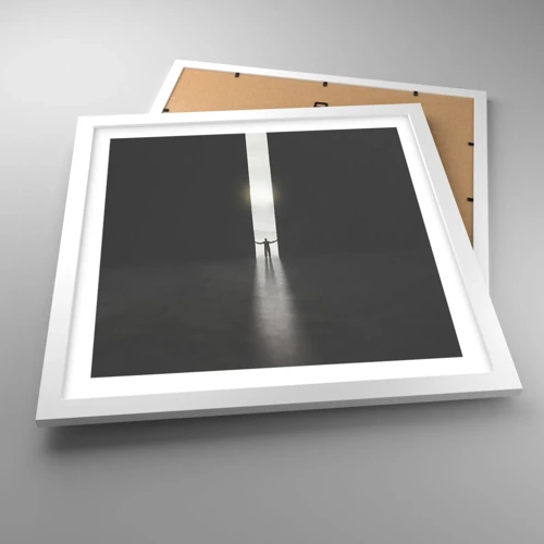 Poster in einem weißen Rahmen - Ein Schritt in eine strahlende Zukunft - 40x40 cm