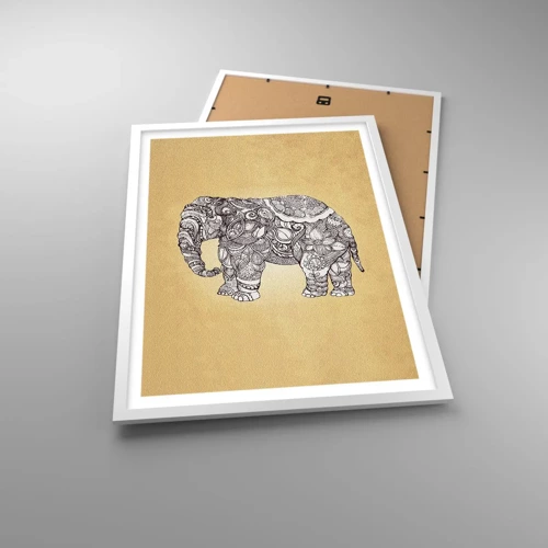 Poster in einem weißen Rahmen - Elefant verhüllte sich - 50x70 cm