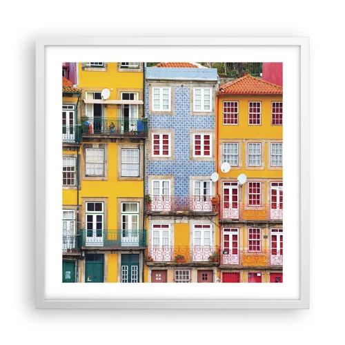 Poster in einem weißen Rahmen - Farben der Altstadt - 50x50 cm
