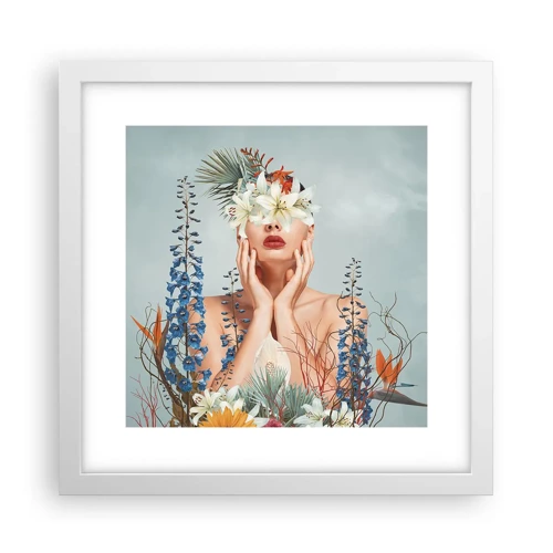 Poster in einem weißen Rahmen - Frau - Blume - 30x30 cm