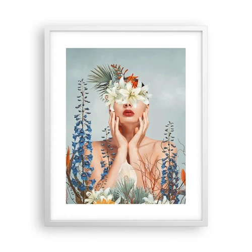 Poster in einem weißen Rahmen - Frau - Blume - 40x50 cm