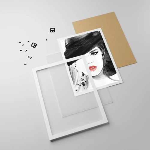 Poster in einem weißen Rahmen - Frau in schwarz - 30x40 cm