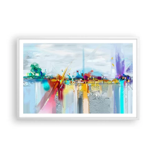 Poster in einem weißen Rahmen - Freudenbrücke über den Fluss des Lebens - 91x61 cm