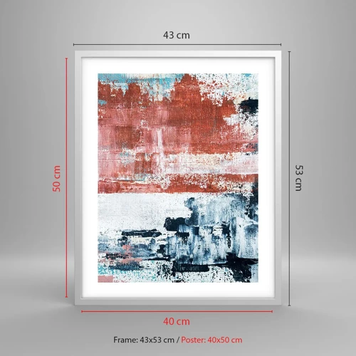 Poster in einem weißen Rahmen - Fünfzig-Fünfzig abstrakt - 40x50 cm