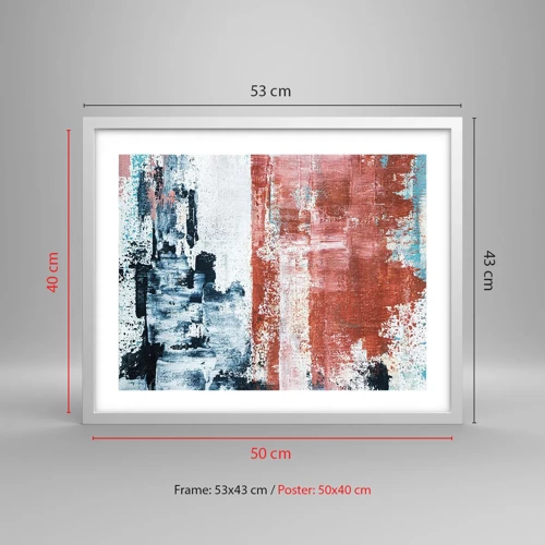 Poster in einem weißen Rahmen - Fünfzig-Fünfzig abstrakt - 50x40 cm