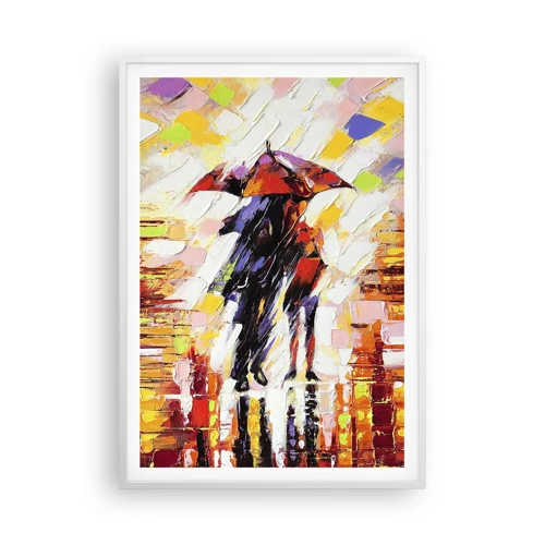 Poster in einem weißen Rahmen - Gemeinsam durch die Nacht und den Regen - 70x100 cm