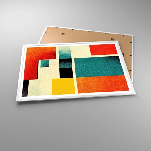 Poster in einem weißen Rahmen - Geometrische Abstraktion – gute Energie - 100x70 cm