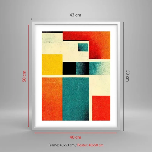 Poster in einem weißen Rahmen - Geometrische Abstraktion – gute Energie - 40x50 cm